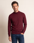 Gran Sasso Extra-Fine Merino Mock Neck — Burgundy - BURGUNDY - Hero Front