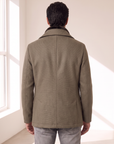 WOOL-BLEND JACKET WITH DETACHABLE BIB – OLIVE - Mid-body Back