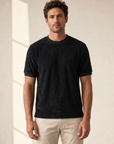 Gran Sasso Terry Cotton T-Shirt – BLACK - Hero Front