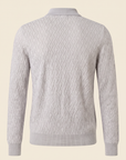 FERRANTE MERINO WOOL DIAMOND JACQUARD FOUR-BUTTON POLO – LIGHT GREY - Ghost Mannequin Back