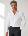 SAND Linen Dress Shirt – WHITE - Hero Front