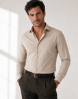SAND Jersey Dress Shirt – TAN - Hero Front