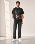 Bastille Silk Printed T-Shirt — Black — On Model Front