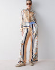 Printed twill trousers
