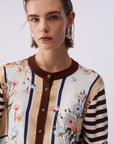 Cardigan with printed twill insert
