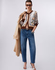 Cardigan with printed twill insert