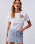 T-shirt with openwork embroidery