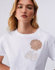 T-shirt with openwork embroidery