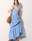 Long linen-blend dress