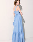Long linen-blend dress