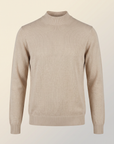FERRANTE ESSENTIAL GARMENT-DYED MERINO MOCK NECK – LIGHT SANDY BEIGE - Ghost Mannequin Front