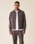 PINSTRIPE COACH JACKET - LES DEUX – SHOPPING BAG BROWN - Hero Front