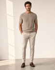 Ferrante Textured Linen T-Shirt – Taupe - Hero Front