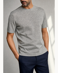 Ferrante Textured Linen T-Shirt – Grey - Detail Front