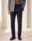 CRAIG STR PERFORMANCE STRETCH TROUSER – CHARCOAL NAVY GLEN PLAID - Hero Front
