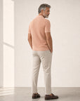Gran Sasso Egyptian Cotton Popcorn Knit Polo – Salmon - Full Body Back