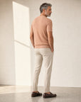 Gran Sasso Zig-Zag Knit Cotton-Blend T-Shirt – Salmon - Full Body Back