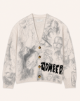 DRAWINGS CARDIGAN - DOM REBEL – IVORY - Ghost Mannequin Front