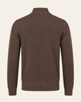 FERRANTE ESSENTIAL MERINO WOOL FULL-ZIP KNIT – WARM BROWN - Ghost Mannequin Back