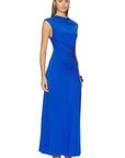 Acacia Draped Jersey Midi Dress In Blue