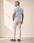Gran Sasso Egyptian Cotton Popcorn Knit Polo – Light Blue - Full Body Back