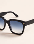 Vintage Frames Bowie Black and Clear Acetate – Blue Gradient Flash Blue – GLOSSY BLACK / BLUE GRADIENT FLASH BLUE - Three-quarter