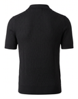 Gran Sasso Cotton Linen Ribbed Polo – BLACK - Ghost Mannequin Back