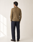 LS Knit Button-Down Shirt Gabriele Pasini – BROWN - Full Back Model