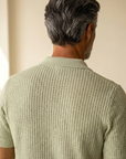 Ferrante SS Knit Button Shirt – Forest - Full Body Back