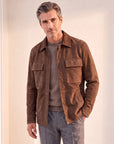 Soft Suede Aiden Pocket Shirt Jacket – SAND – BROWN - Hero Front