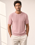 Ferrante Pima Cotton Perforated T-Shirt – Pink – Hero