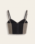 Sonya Bustier – BEIGE/BLACK LUREX GLEN PLAID - Ghost Mannequin Back