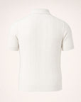 Gran Sasso Cotton Cable Knit Full-Button Polo – White - Ghost Back