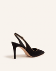 Vichy Slingback Pump – BLACK SUEDE - Rear Heel