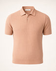 Gran Sasso Egyptian Cotton Popcorn Knit Polo – Salmon - Ghost Front