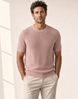 Ferrante Pima Cotton Perforated T-Shirt – Pink - Detail Front