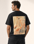 Bastille Damasc Printed T-Shirt Sel — Black — Detail Back