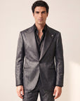 CHARCOAL JACQUARD PEAK LAPEL TUXEDO - GABRIELE PASINI – CHARCOAL - Hero Front