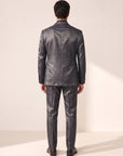 CHARCOAL JACQUARD PEAK LAPEL TUXEDO - GABRIELE PASINI – CHARCOAL - Full Back Model