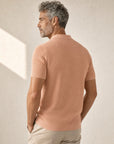 Gran Sasso Egyptian Cotton Popcorn Knit Polo – Salmon - Detail Back