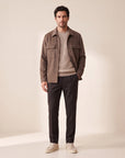 Briglia BG21 Mélange Pleated Trouser – BROWN - Full Front Styled Model