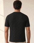 Gran Sasso Cotton Linen Brick T-Shirt – BLACK - Mid-body Back