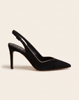 Vichy Slingback Pump – BLACK SUEDE - Side Profile
