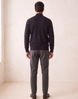 RICE STITCH FULL-ZIP CARDIGAN – BLACK - Full Back Model