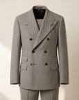 MICRO-DOT DOUBLE-BREASTED PEAK LAPEL SUIT - GABRIELE PASINI – BLACK / IVORY - Ghost Front