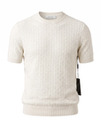 Gran Sasso Cotton Linen Brick T-Shirt – WHITE - Ghost Mannequin Front