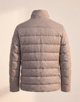 DUNO Theodor Double-Breasted Wool Down Jacket – DARK STONE - Ghost back