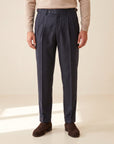 Briglia Quartieris Double-Pleat Side-Adjuster Trouser – NAVY - Hero Front