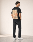 Bastille Damasc Printed T-Shirt Sel — Black — On Model Back