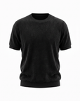 Gran Sasso Terry Cotton T-Shirt – BLACK - Ghost Mannequin Front